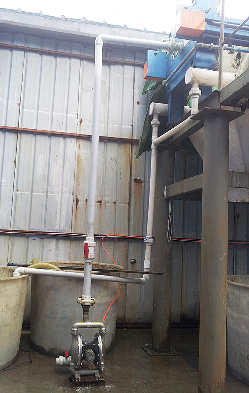 BSK铝合金气动隔膜泵应用到压滤机